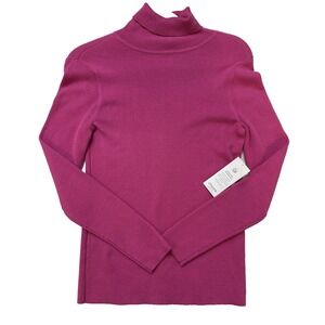 Chico's Turtleneck Sweater Womens 0 Pink Pullover Coolmax Long Sleeve Ribbed NWT